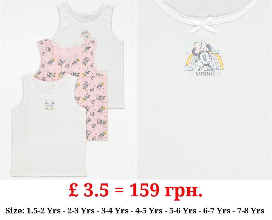 Disney Minnie Mouse White Vests 3 Pack