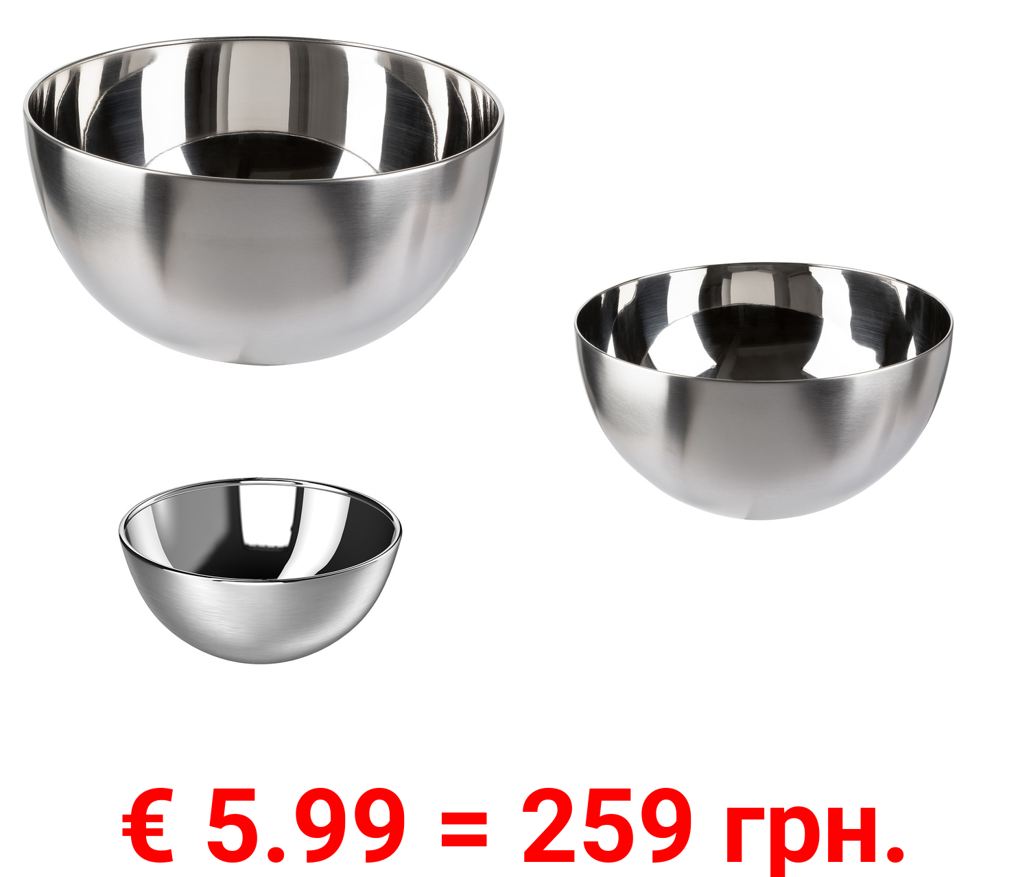 ERNESTO® Edelstahl-Schüssel-Set, 3-teilig