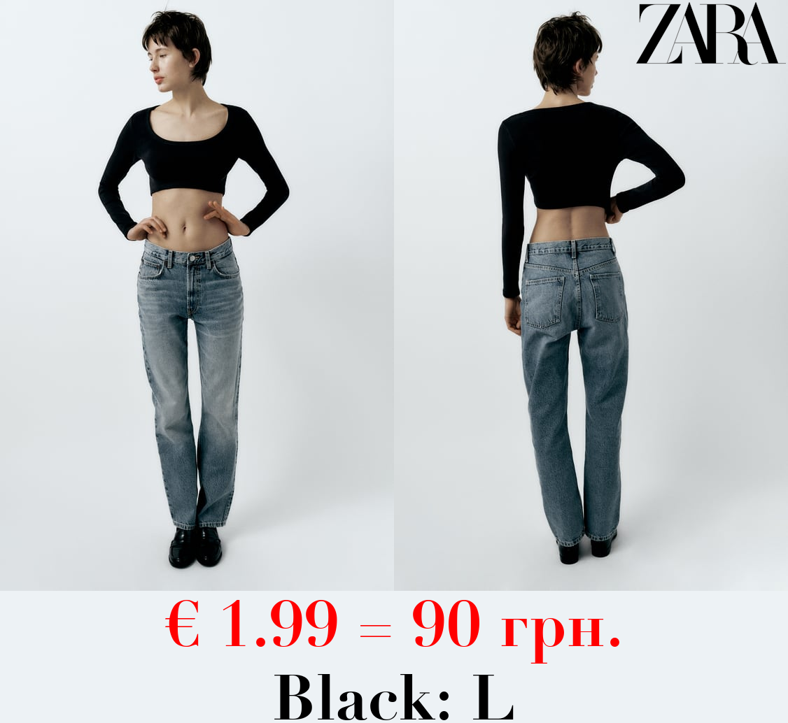 LONG SLEEVE RIBBED CROP TOP