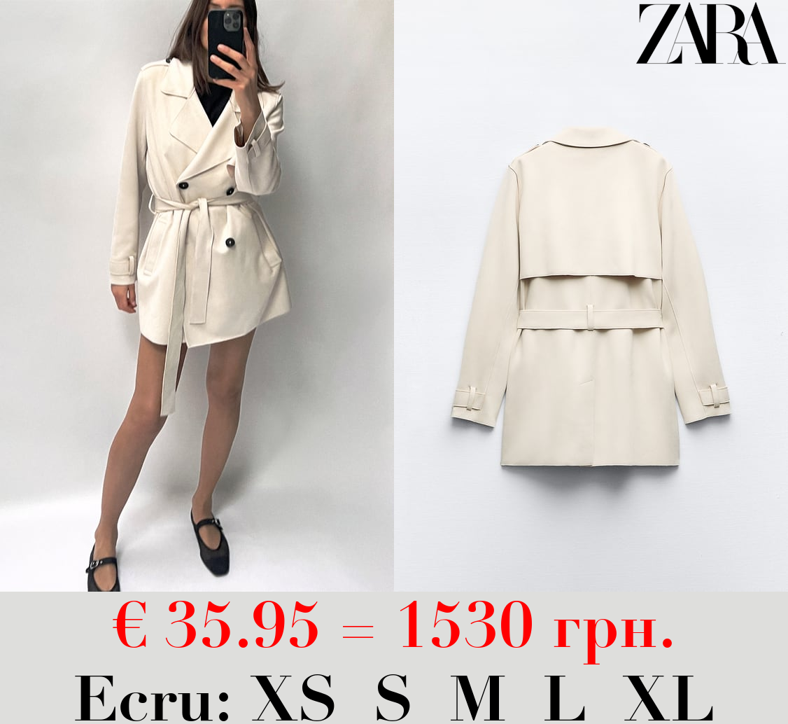 FAUX SUEDE TRENCH COAT