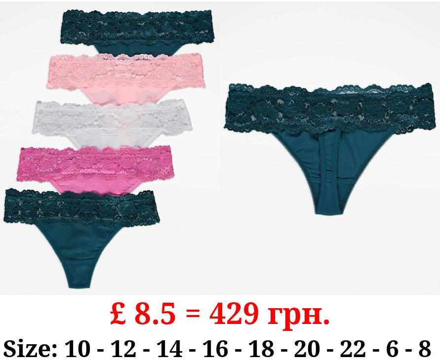 Lace Top Thongs 5 Pack