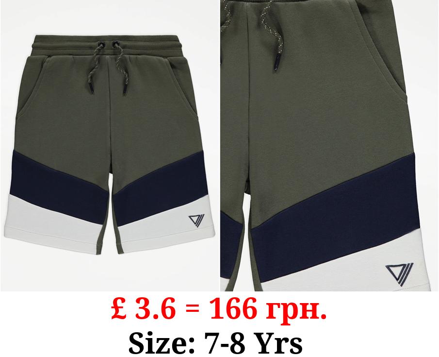 Khaki Diagonal Stripe Shorts