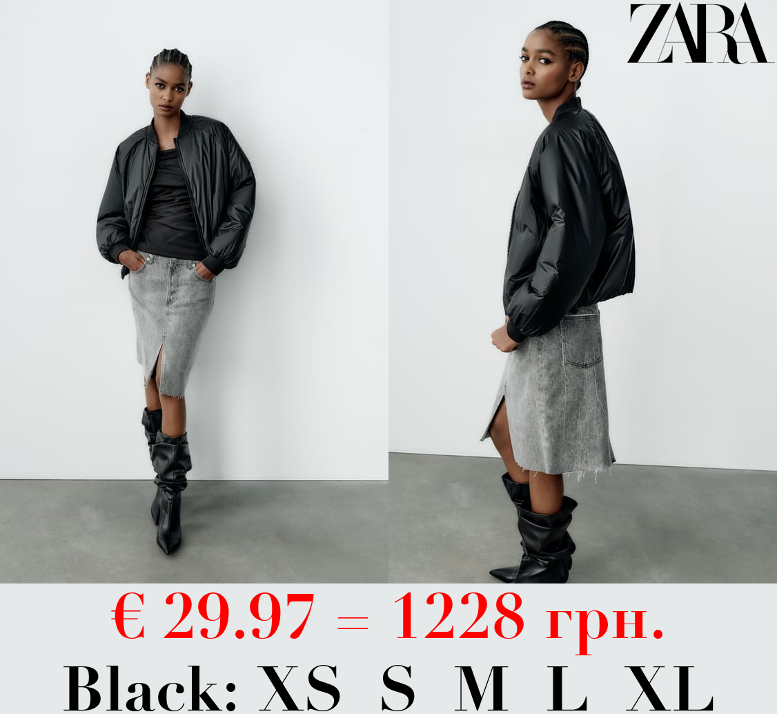 COATED OVERSIZE PADDED BOMBER JACKET