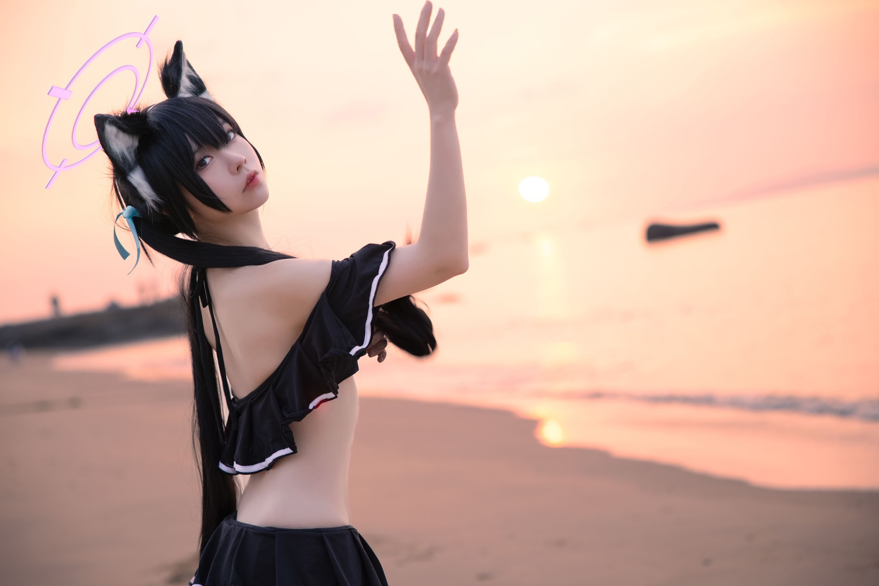 Cosplay G44不会受伤 碧蓝档案 黑見芹香 海边泳装 3