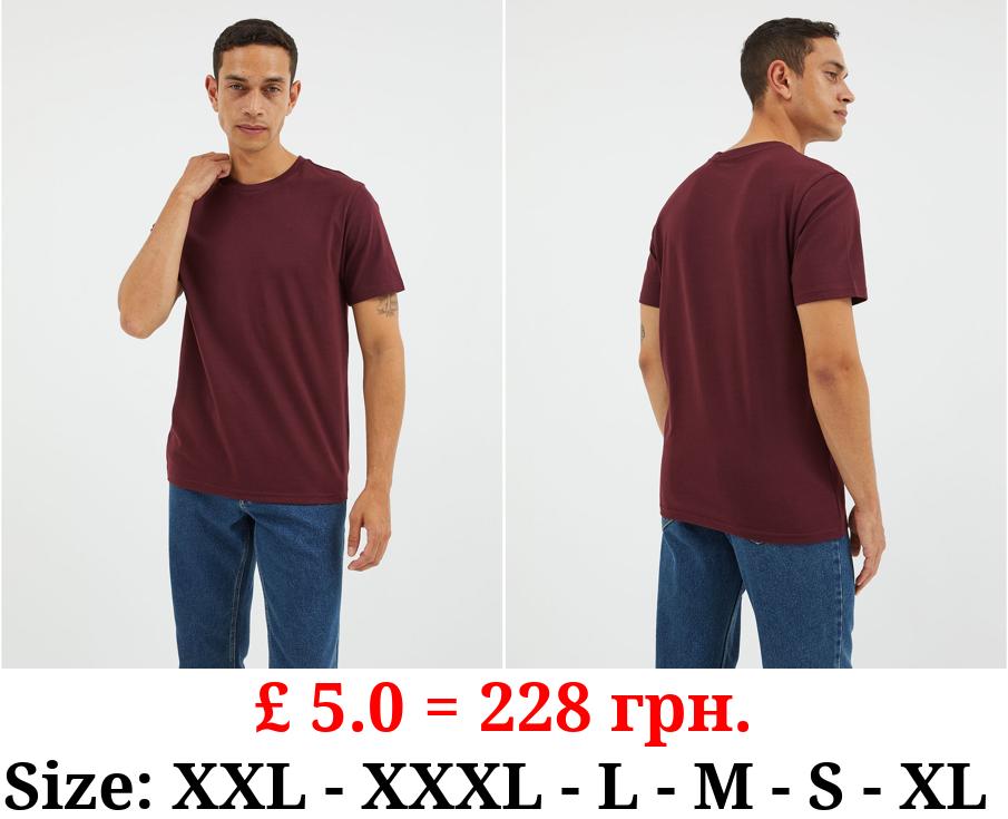 Burgundy Plain Crew Neck T-Shirt