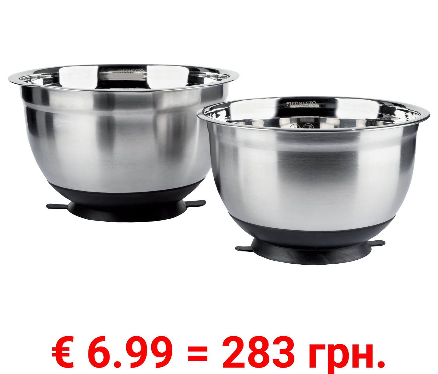 ERNESTO® Rührschüssel Edelstahl mit Saugboden 2er -Set