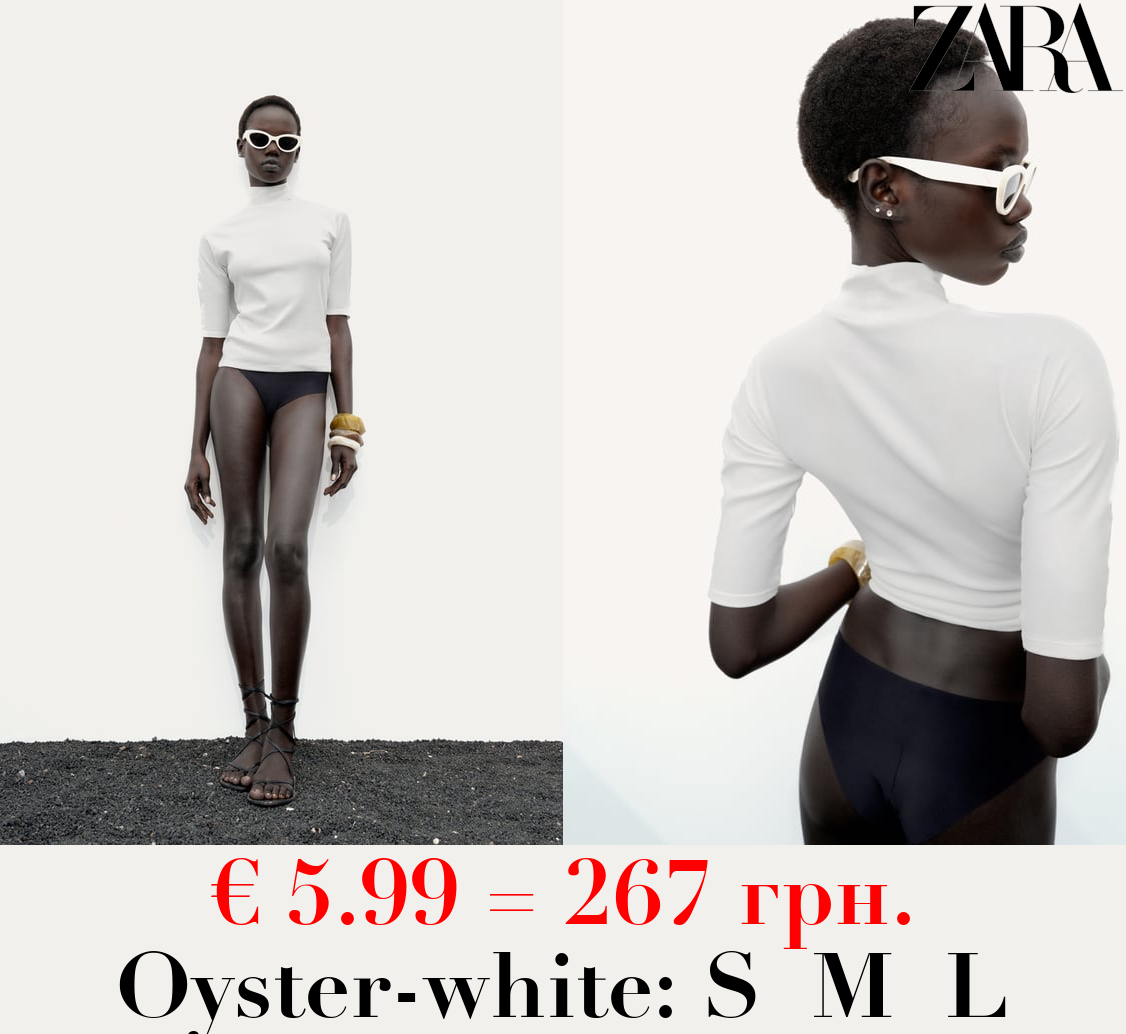 COTTON MOCK NECK T-SHIRT