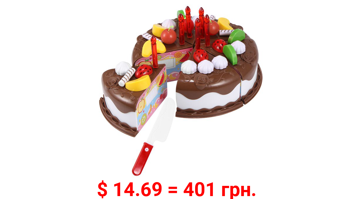 37pcs Kitchen Toys Cake Food DIY Pretend Playing Fruit Cutting Birthday Toys Birthday Cake Toy