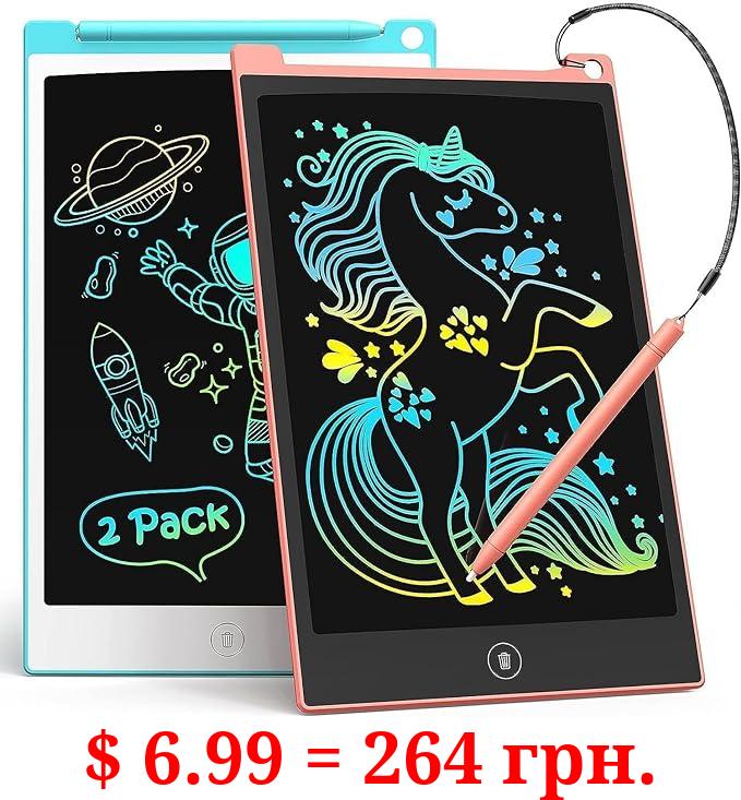 TECJOE 2 Pack LCD Writing Tablet, 8.5 Inch Colorful Doodle Board Drawing Tablet for Kids, Kids Travel Games Activity Learning Toys Birthday Gifts for 3 4 5 6 Year Old Boys and Girls Toddlers
