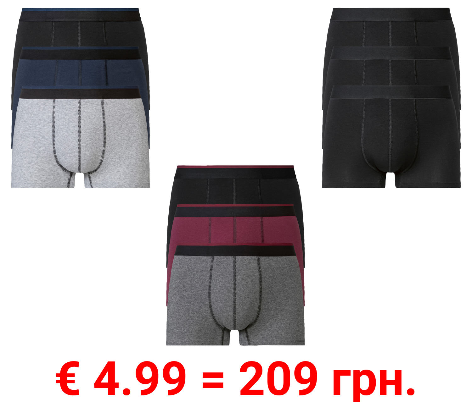 LIVERGY® Herren Boxer, 3 Stück, mit hohem Baumwollanteil