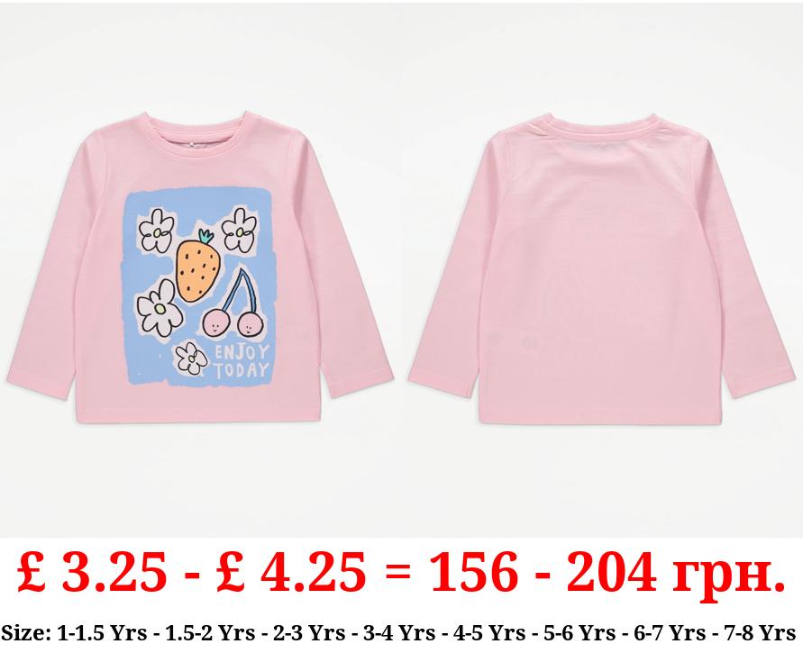 Pink Flower Enjoy Today Long Sleeve Top