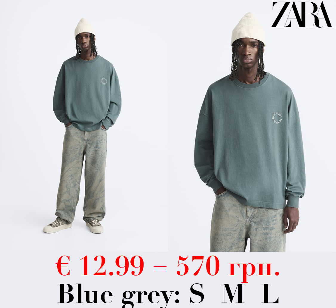 T-SHIRT WITH EMBROIDERED SLOGAN