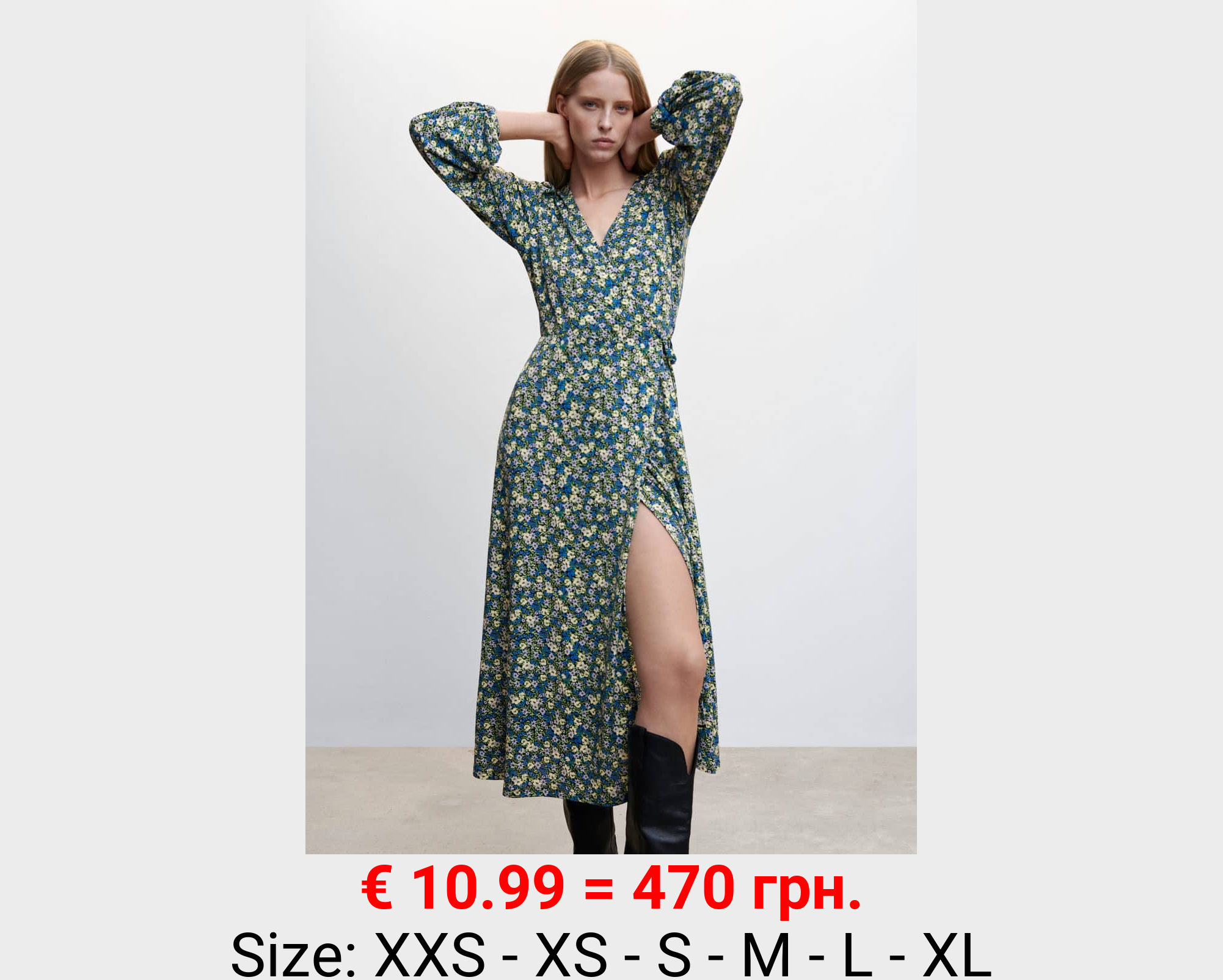 Vestido estampado abertura 