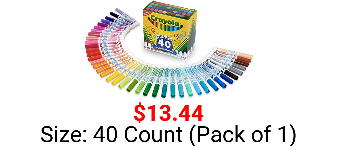 Crayola Ultra Clean Washable Markers, Broad Line Markers, Gifts, 40 Classic Colors