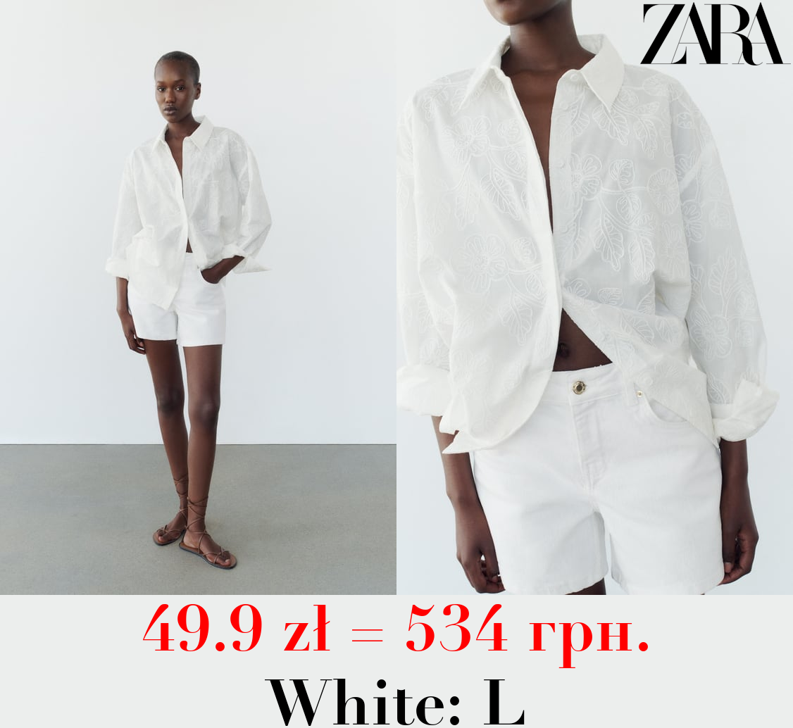 SHIRT WITH EMBROIDERED FLOWERS