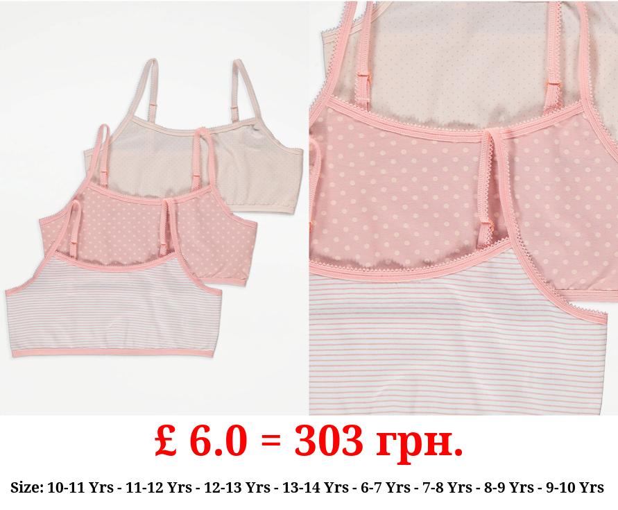 Pink Strappy Patterned Crop Tops 3 Pack