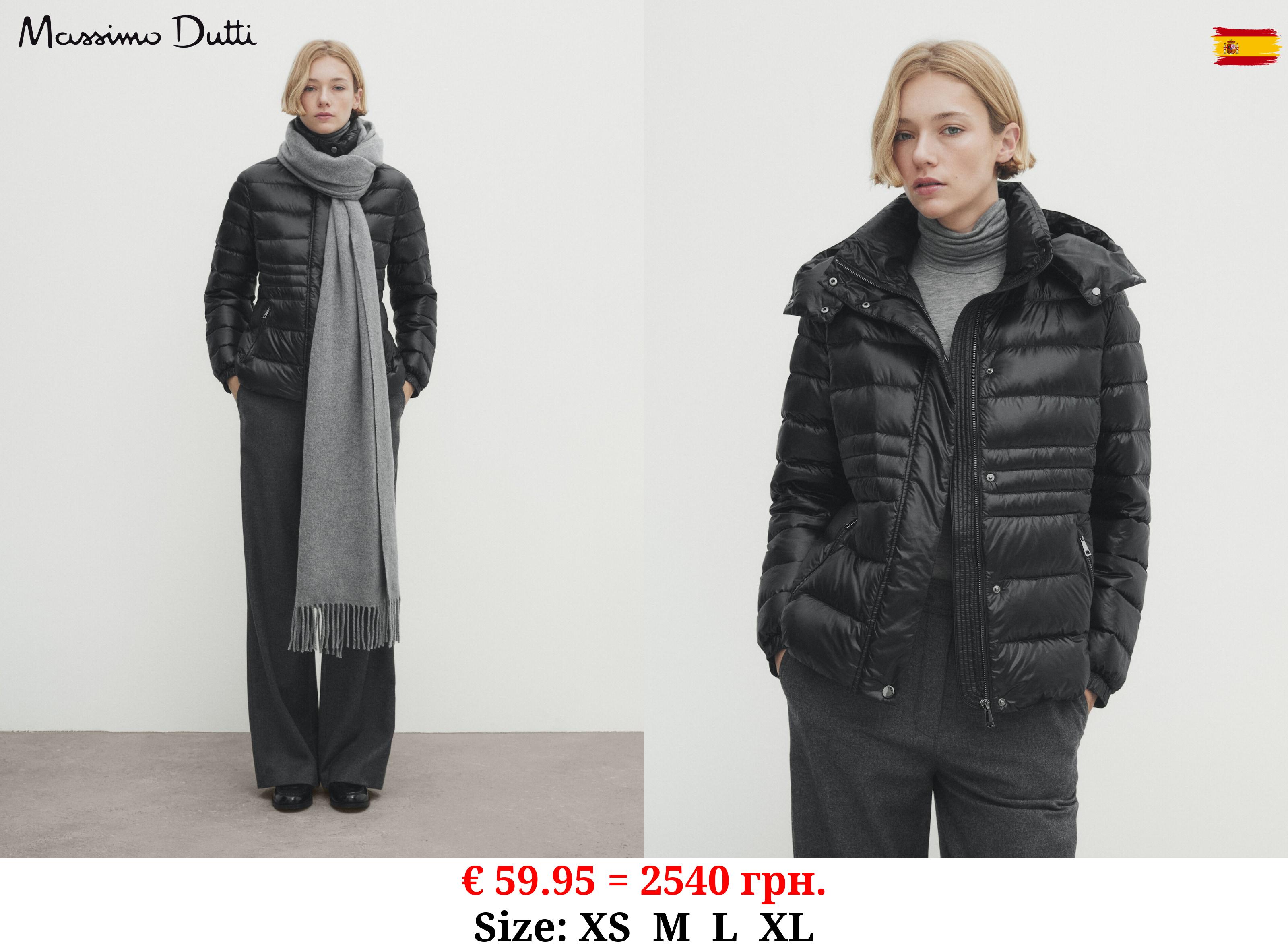 Hooded down and feather puffer jacket BLACK