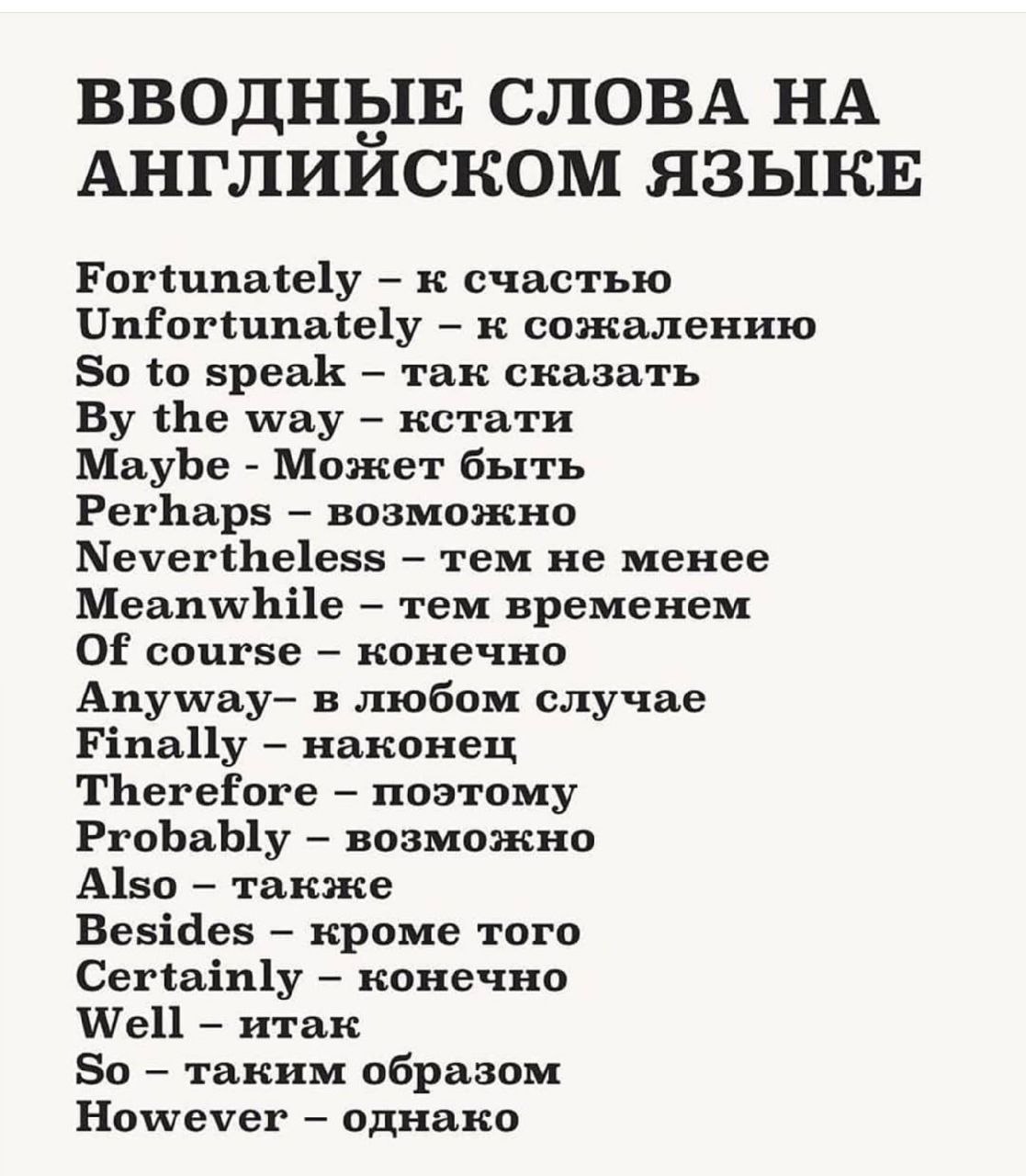 Несомненно на английском. Вводные слова на английском с переводом. Ввододные слова на английском. Водные слова в английском. Вводные слванаангийском.