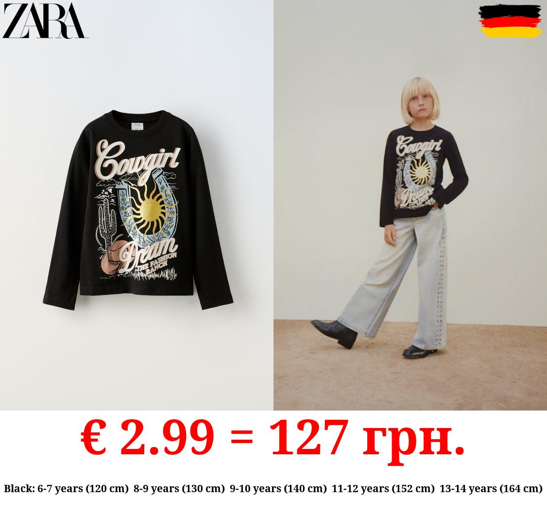 T-SHIRT WITH GLITTER PRINT