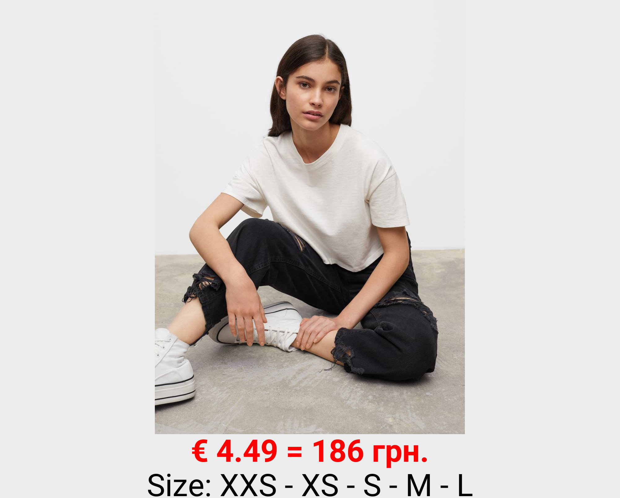 Jeans rectos bajo deshilachado