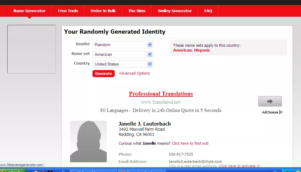 Identity generator. Name Generator. Random credit Card numbers Generator. Генератор почты. Fake names.