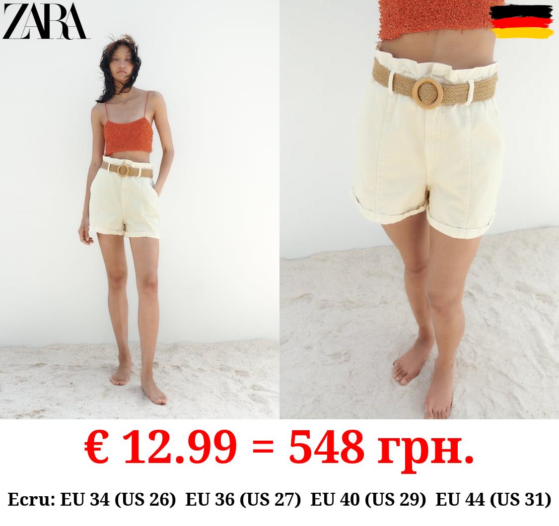 Z1975 BAGGY BELTED DENIM BERMUDA SHORTS