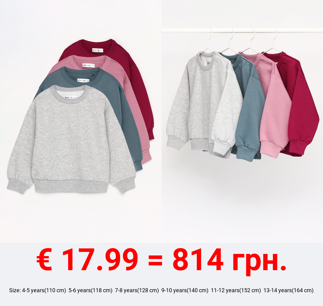 Pack of 4 basic plush sweatshirts