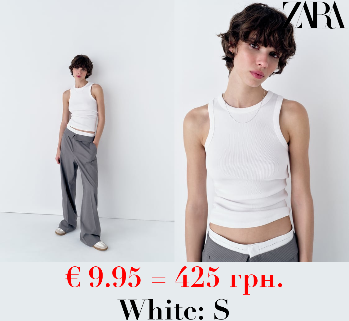 FADED-EFFECT RIB T-SHIRT