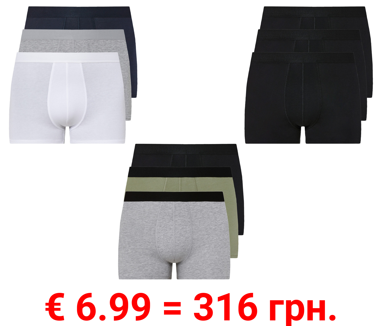 LIVERGY® Herren Boxer, 3 Stück, hoher Baumwollanteil