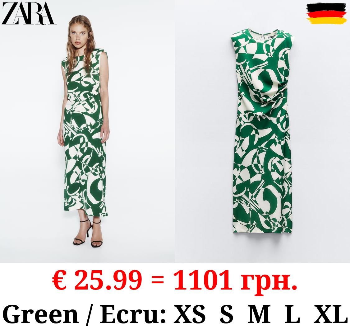 PRINTED DRESS WITH SHOULDER PADS