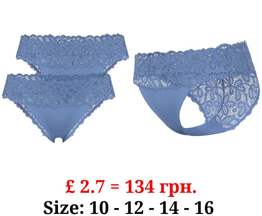 Powder Blue Lace Bandeau Short Briefs 2 Pack
