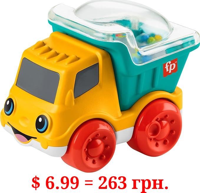 Fisher-Price Baby Toy Poppity Pop Dump Truck Push-Along Vehicle with Fine Motor Activities for Infants Ages 6+ Months, Small