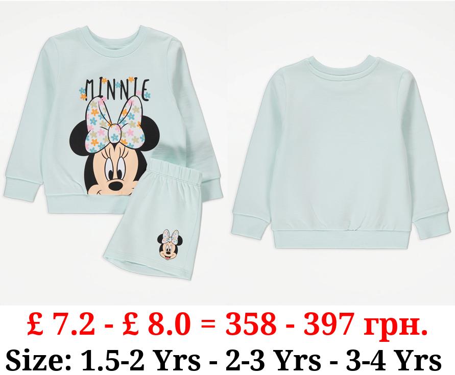 Disney Minnie Mouse Mint Green Sweatshirt and Shorts Outfit