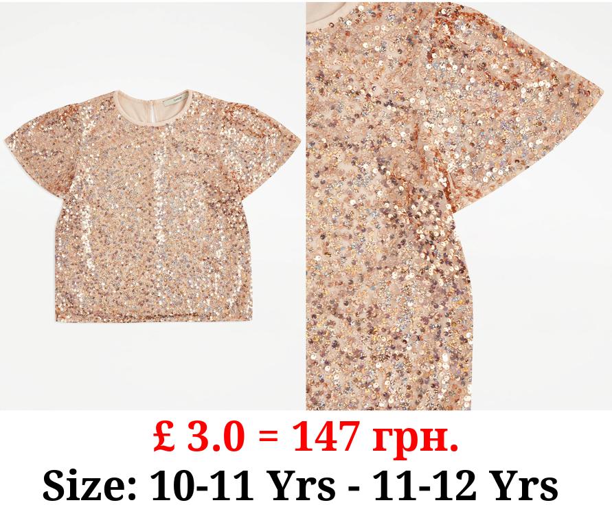 Rose Gold Sequin Top