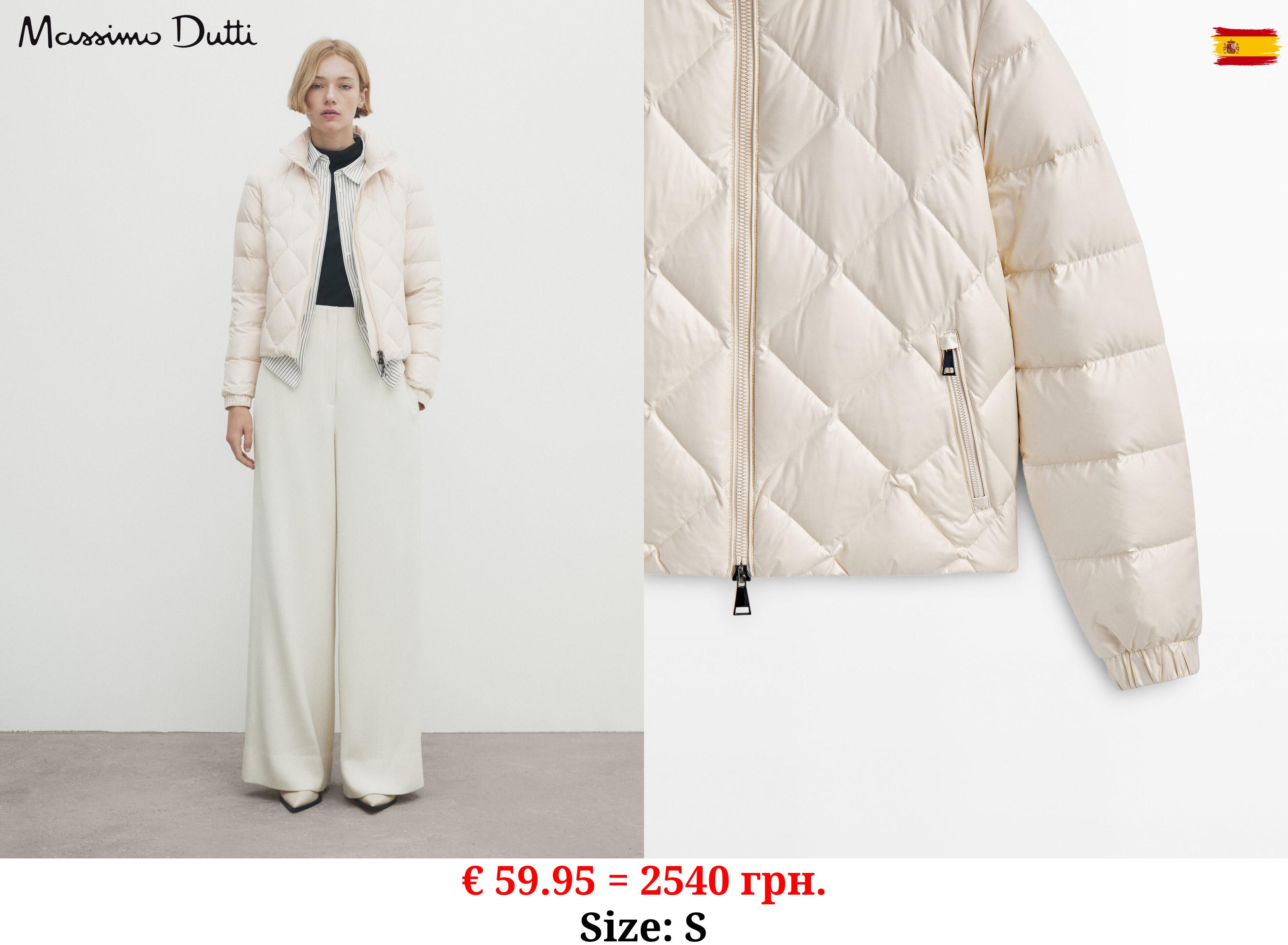 Down and feather diamond puffer jacket CREAM