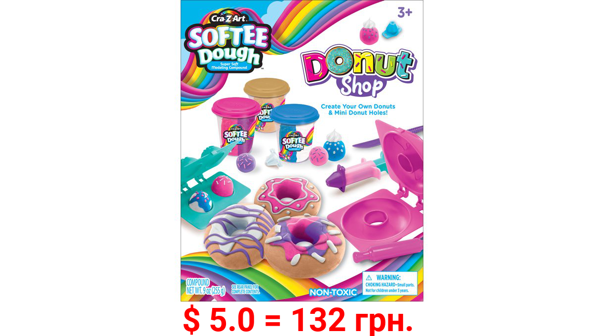 Cra-Z-Art Softee Dough Donut Maker Kit Pink, Blue & Yellow Dough