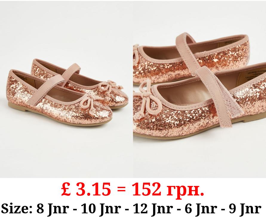 Pink Glitter Strap Ballet Pumps