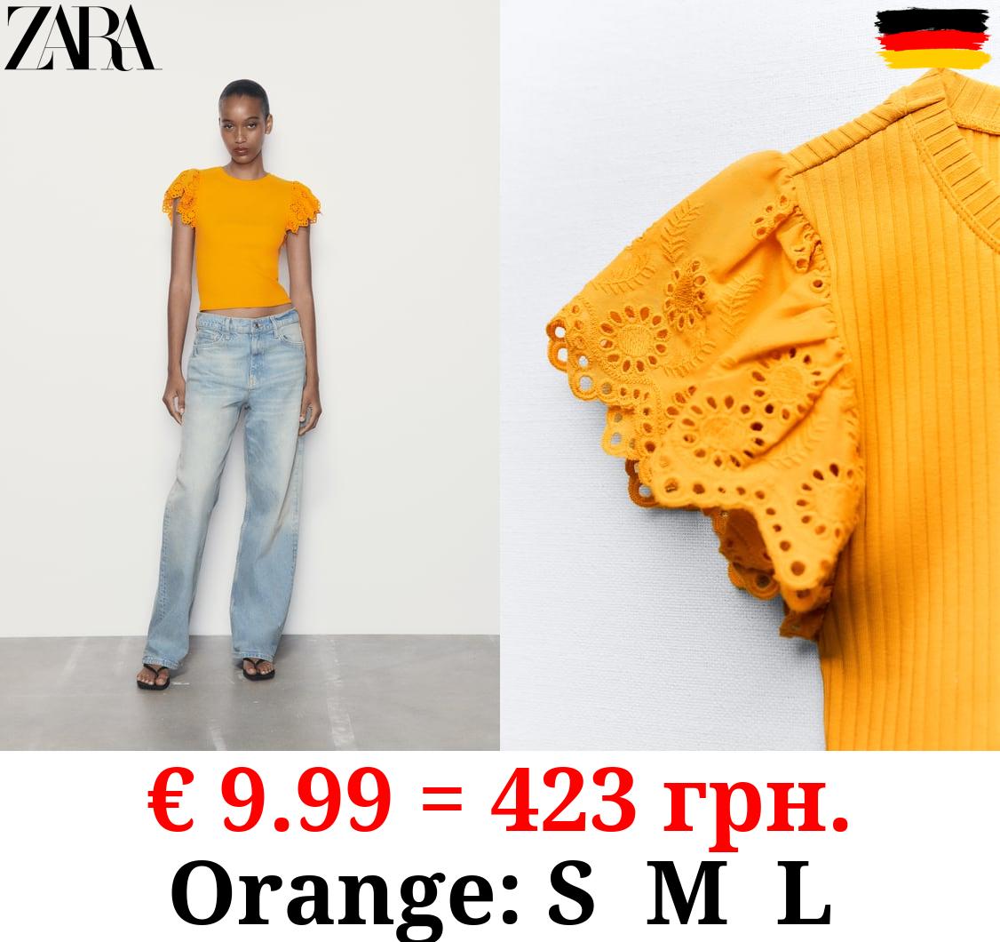 RIBBED TOP WITH CROCHET RUFFLE DETAILS