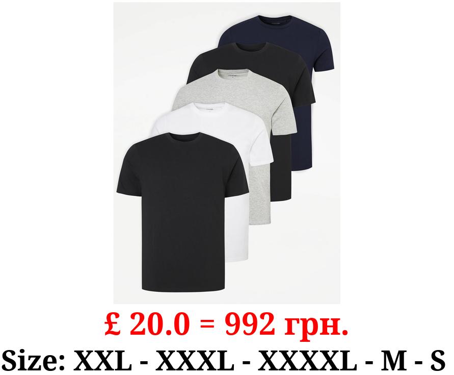 Plain Crew Neck T-Shirts 5 Pack