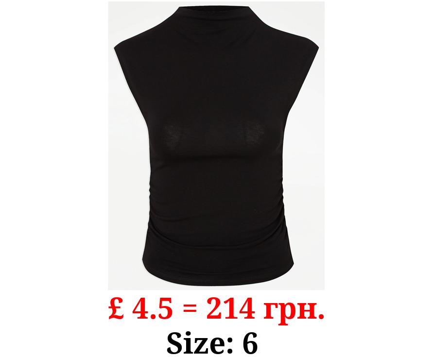 G21 Black Ruched Tank Top