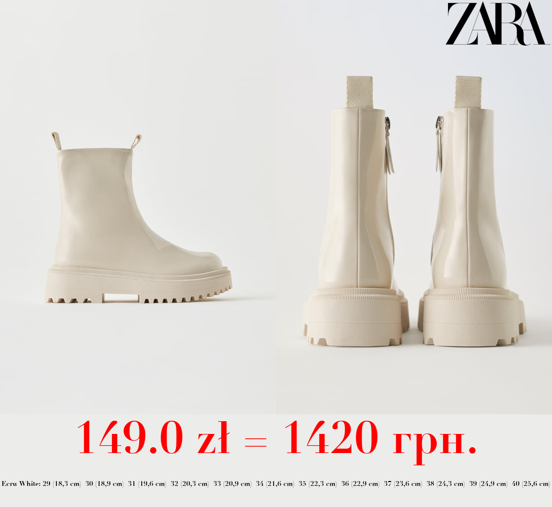 FAUX PATENT FINISH STRETCH ANKLE BOOTS