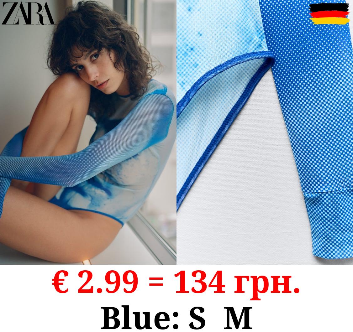 PRINTED TULLE BODYSUIT