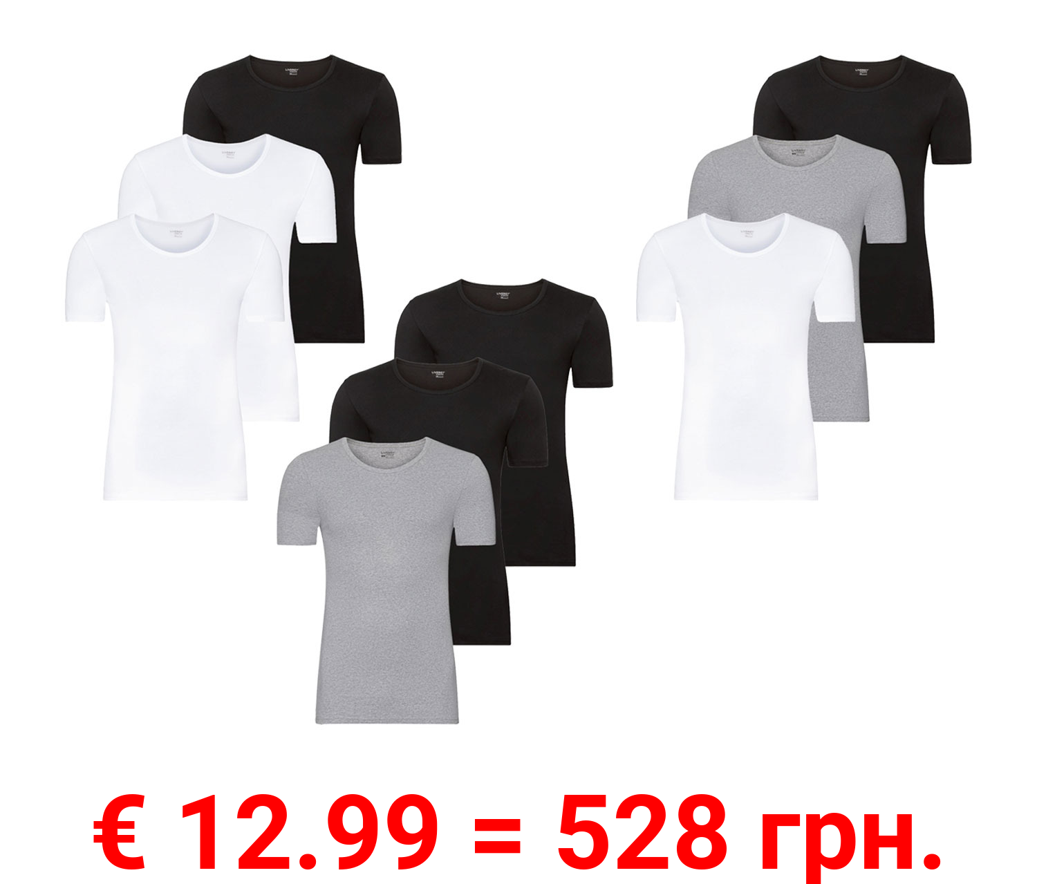 LIVERGY Herren Unterhemden, 3 Stück, mit Rundhalsausschnitt