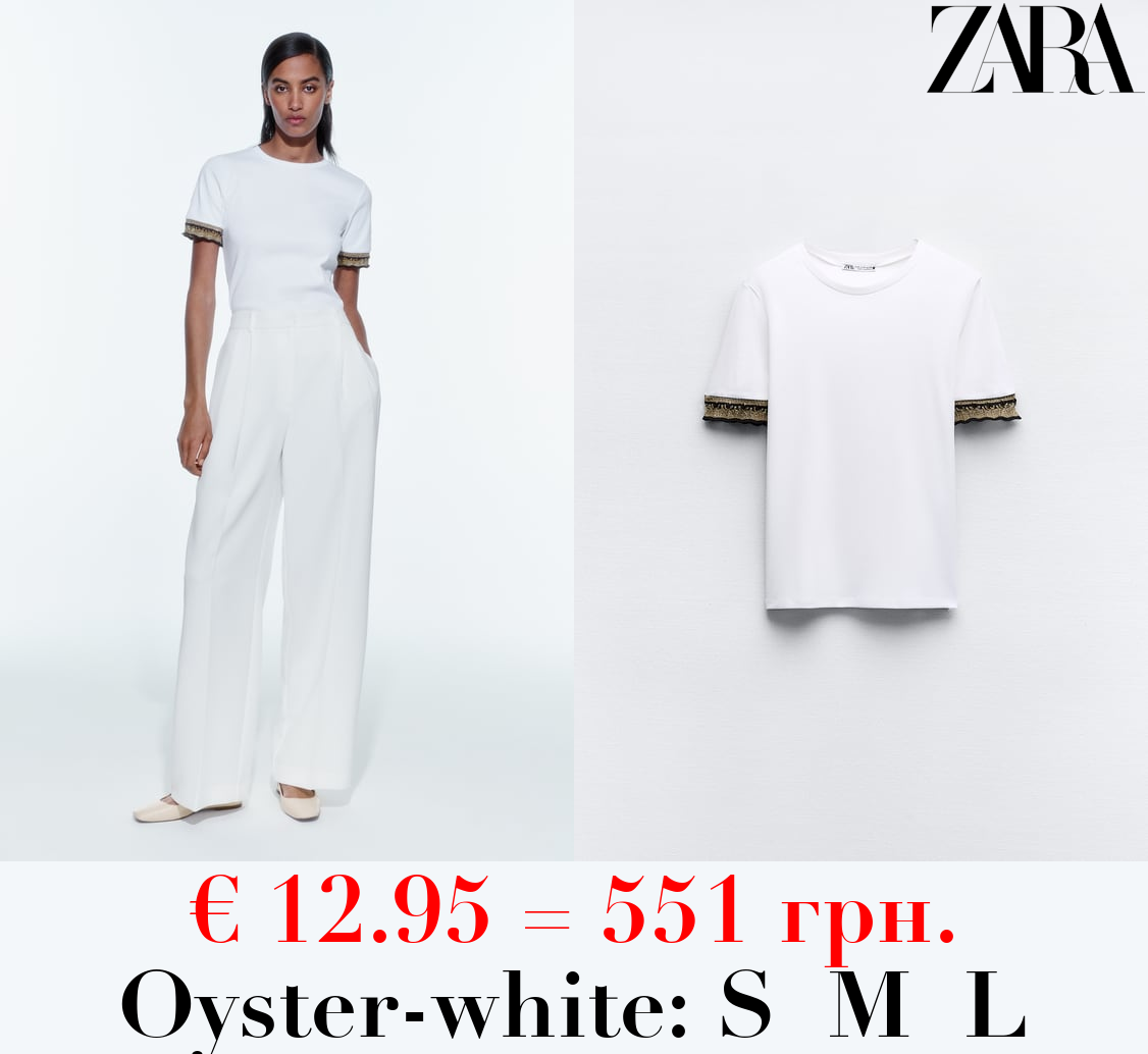 COTTON T-SHIRT WITH EMBELLISHED TRIM