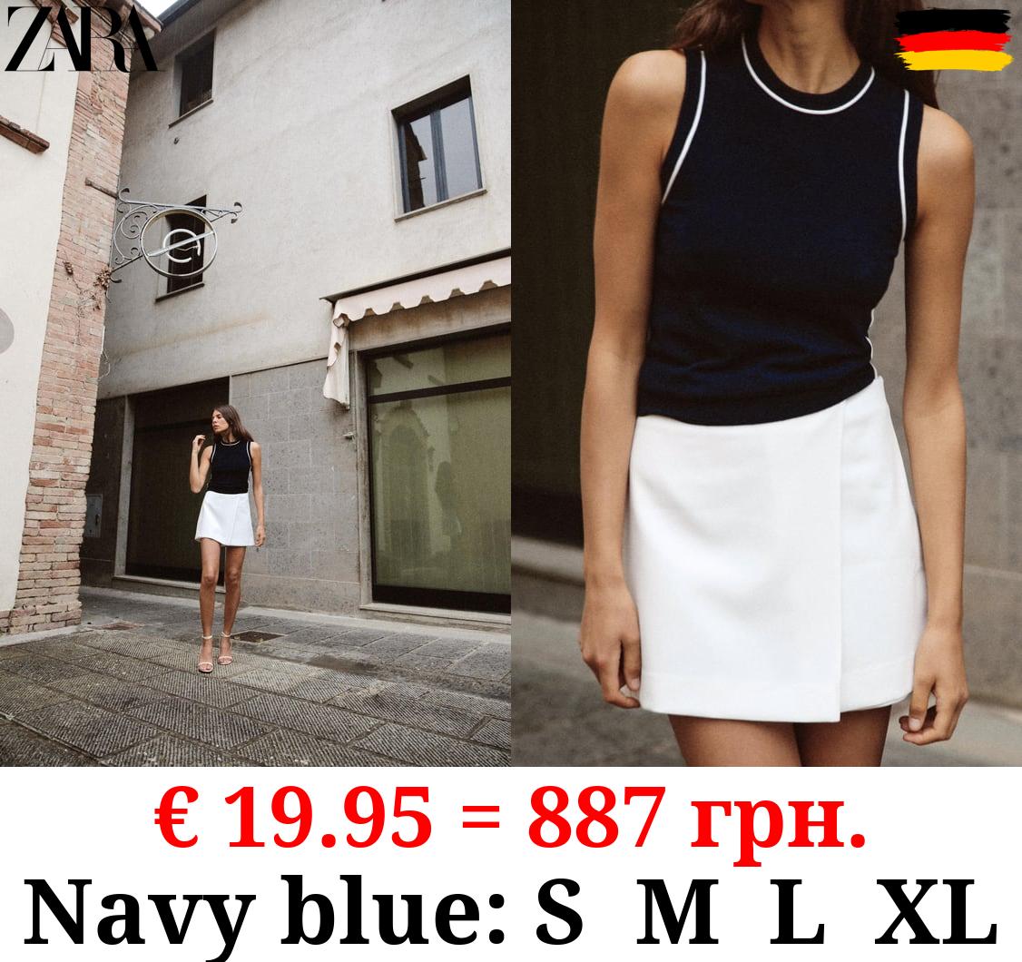 PLAIN KNIT TOP WITH CONTRAST TRIMS