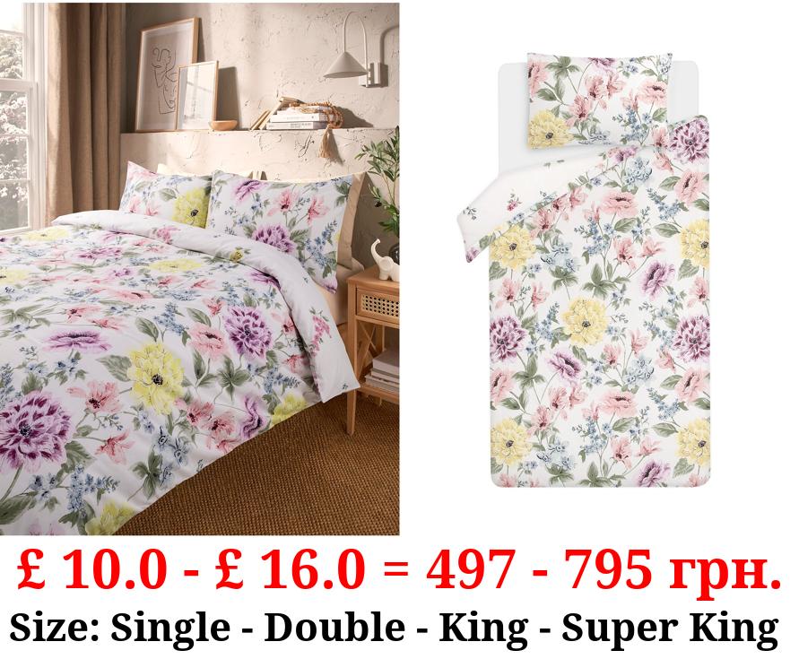 White Spring Cottage Large Bloom Reversible Duvet Set