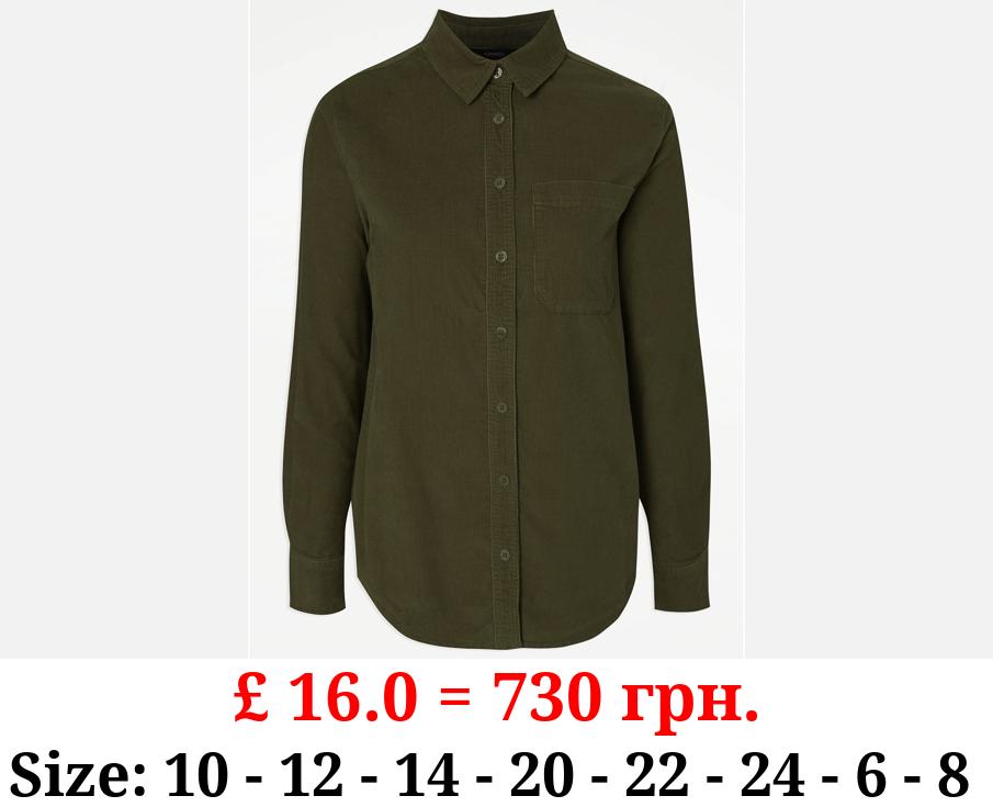 Forest Green Corduroy Long Sleeve Shirt