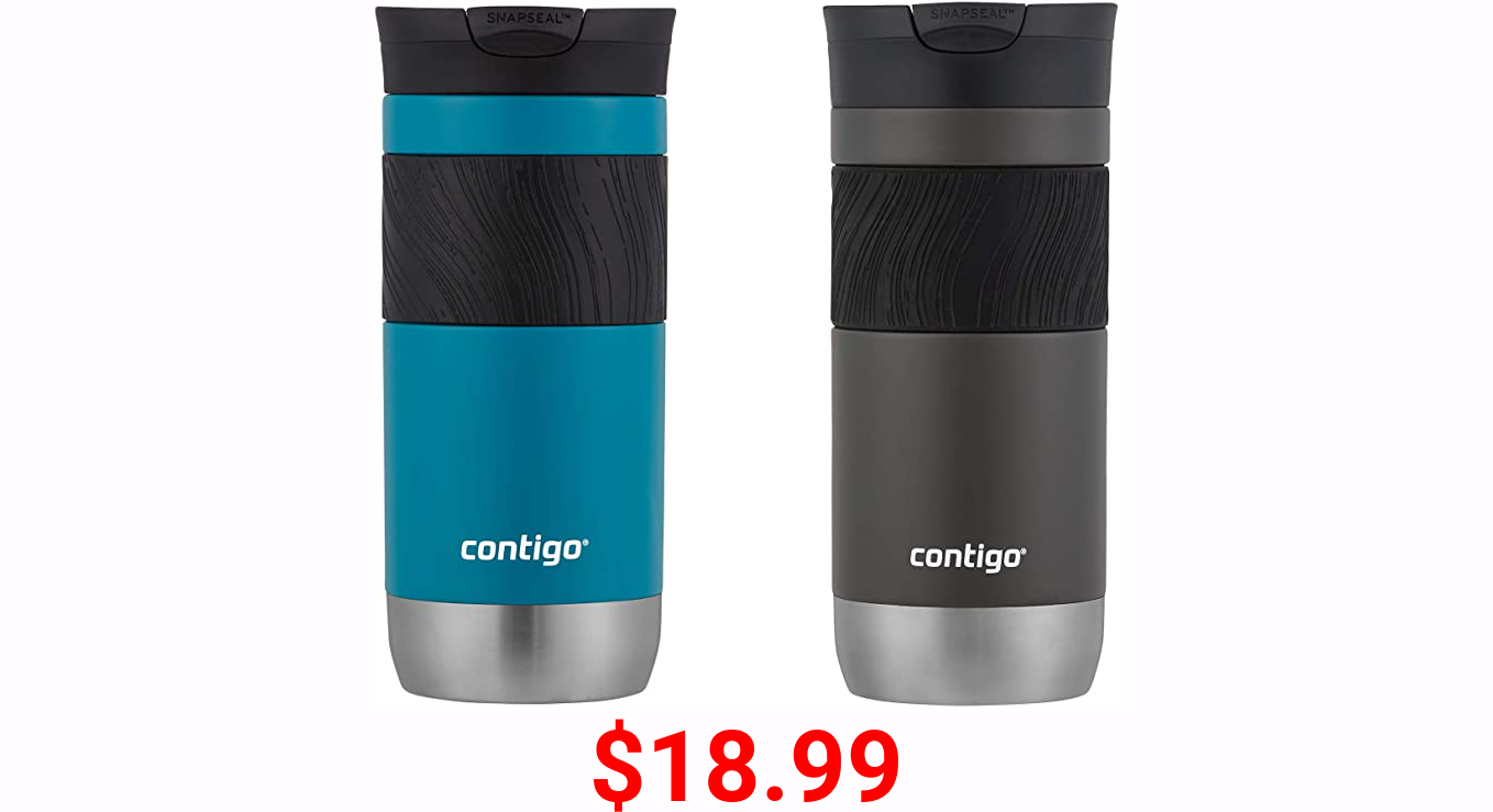 Contigo Snapseal Insulated Travel Mug, 16 oz, Sake/Juniper, 2 Pack