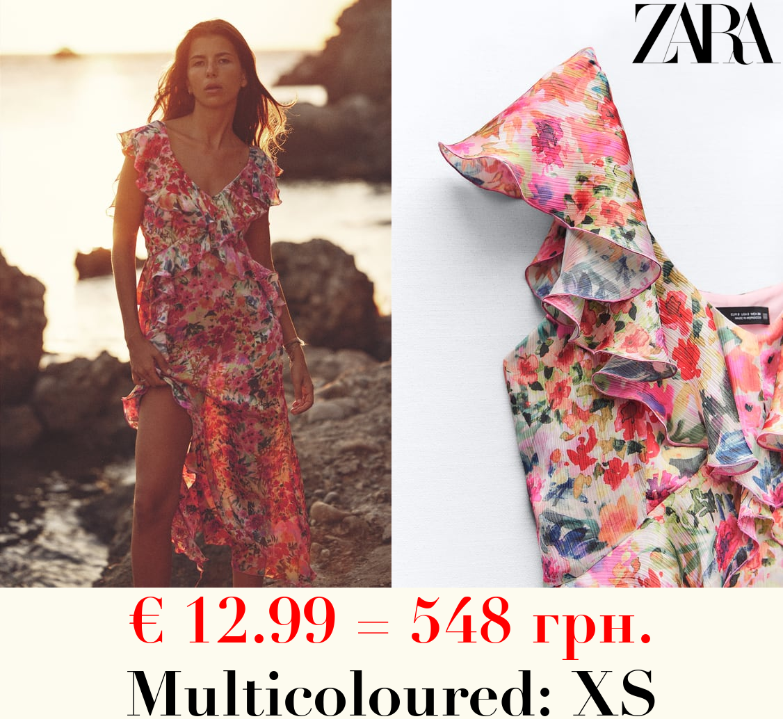 RUFFLED FLORAL PRINT DRESS