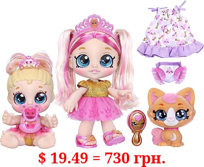 Kindi Kids Scented Sisters Pawsome Royal Family - Pre-School 10" Play Doll: Tiara Sparkles, 6.5" Baby Kindi: Teenie Tiara, and Kindi Pet: Prince Purrfection - Amazon Exclusive